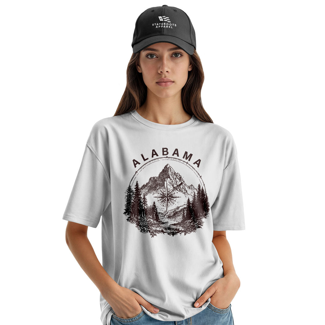 Alabama Compass Mountain Vintage Line Art - White lifestyle 3