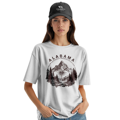 Alabama Compass Mountain Vintage Line Art - White lifestyle 3