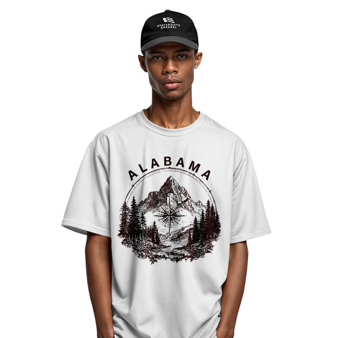 Alabama Compass Mountain Vintage Line Art - White lifestyle 4
