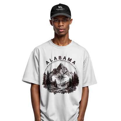Alabama Compass Mountain Vintage Line Art - White lifestyle 4