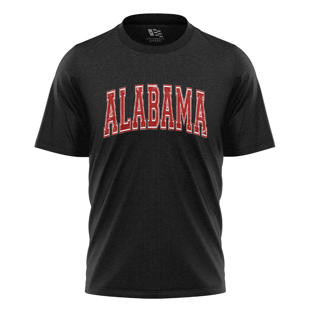 Alabama Crimson Varsity Distressed Arch - Black flatlay