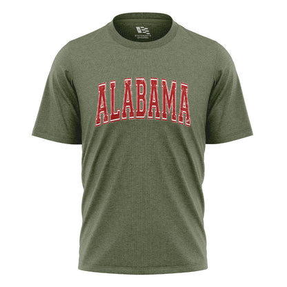 Alabama Crimson Varsity Distressed Arch - Military Green flatlay