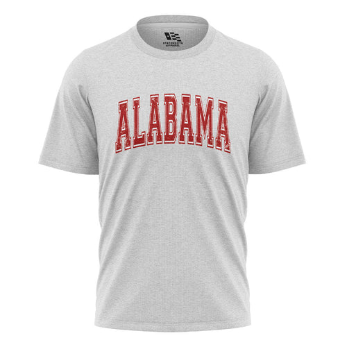 Alabama Crimson Varsity Distressed Arch - White flatlay