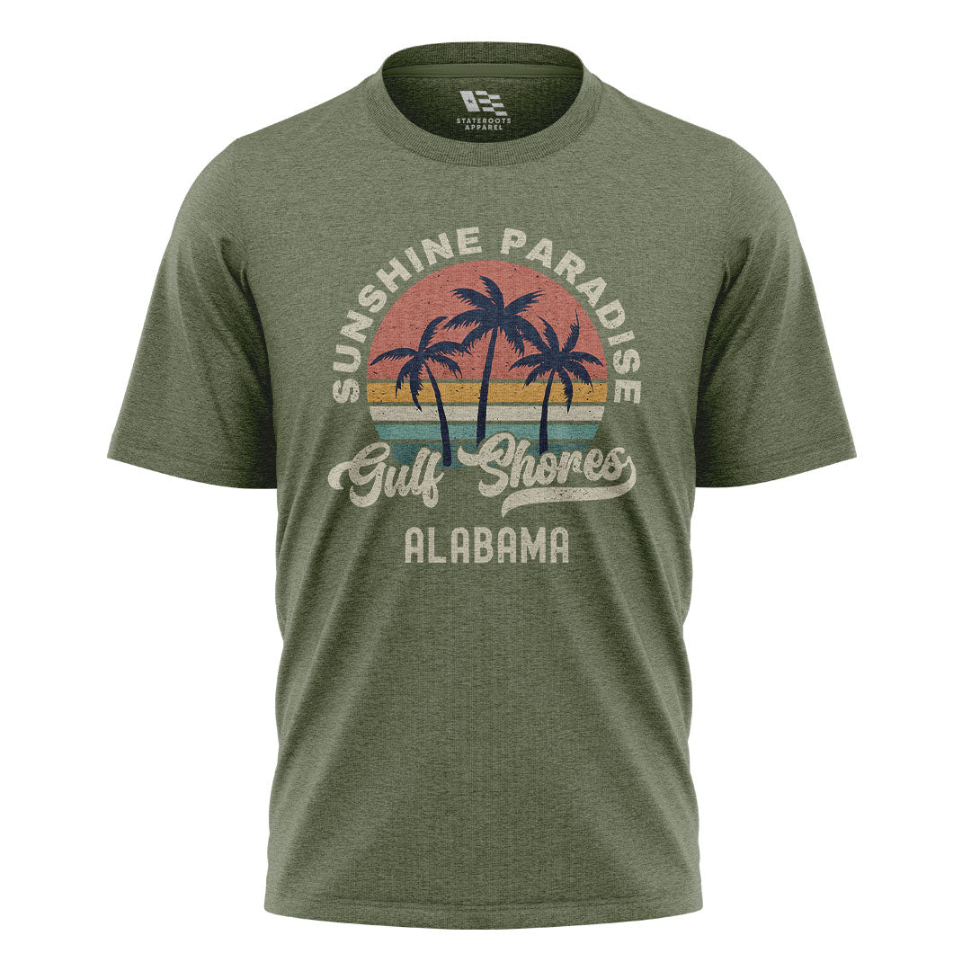 Alabama Gulf Shores Sunshine Paradise Palm - Military Green flatlay