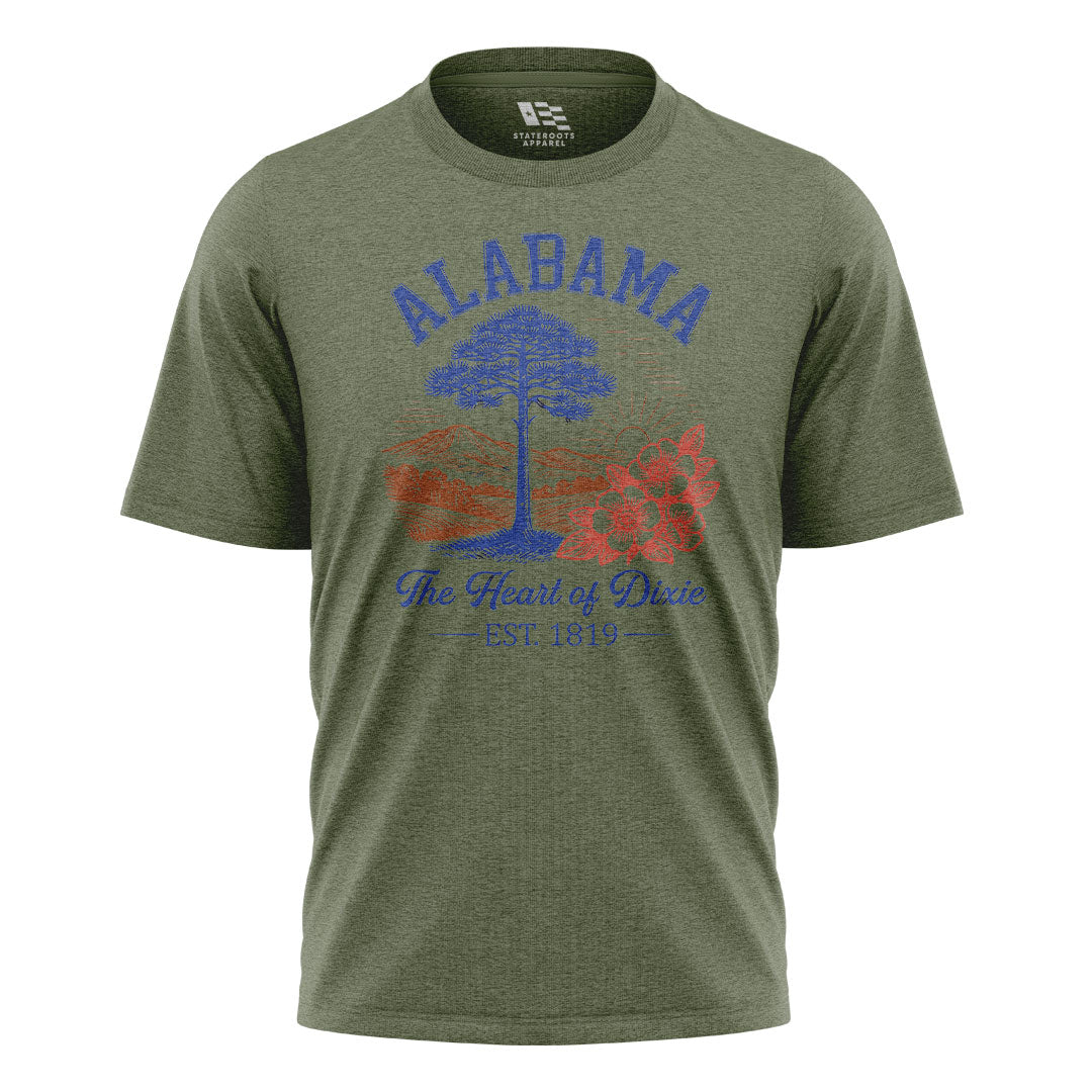 Alabama Heart Of Dixie Longleaf Pine Tree - Military Green flatlay