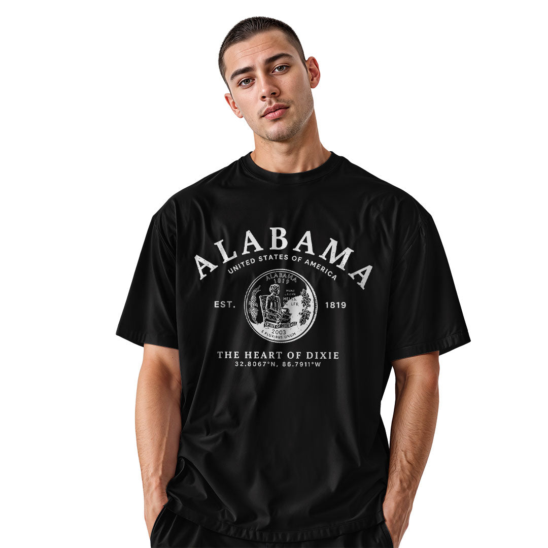 Alabama Heart Of Dixie State Seal Coordinates - Black lifestyle 2