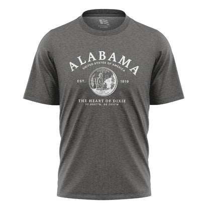 Alabama Heart Of Dixie State Seal Coordinates - Charcoal flatlay