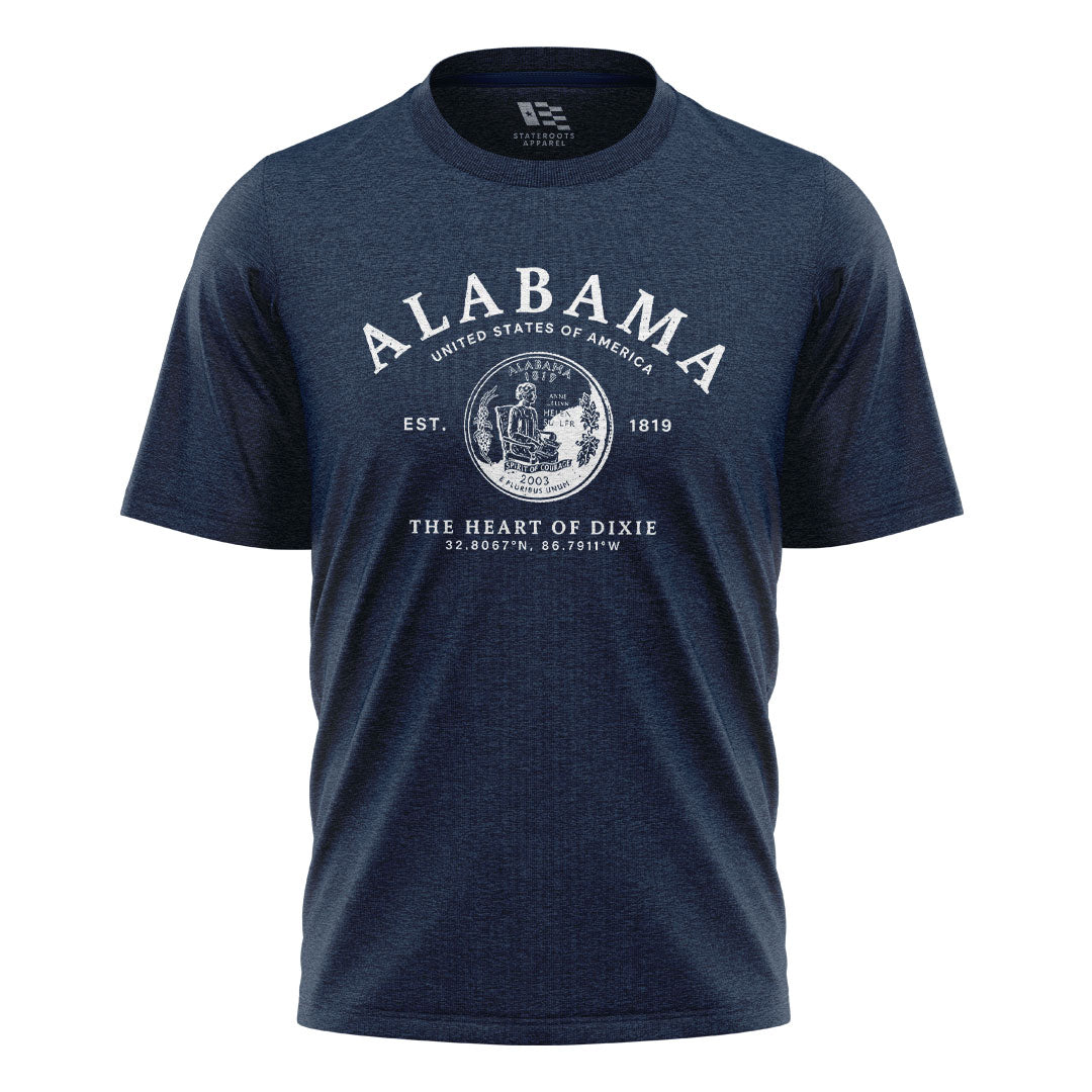 Alabama Heart Of Dixie State Seal Coordinates - Navy flatlay