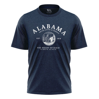 Alabama Heart Of Dixie State Seal Coordinates - Navy flatlay
