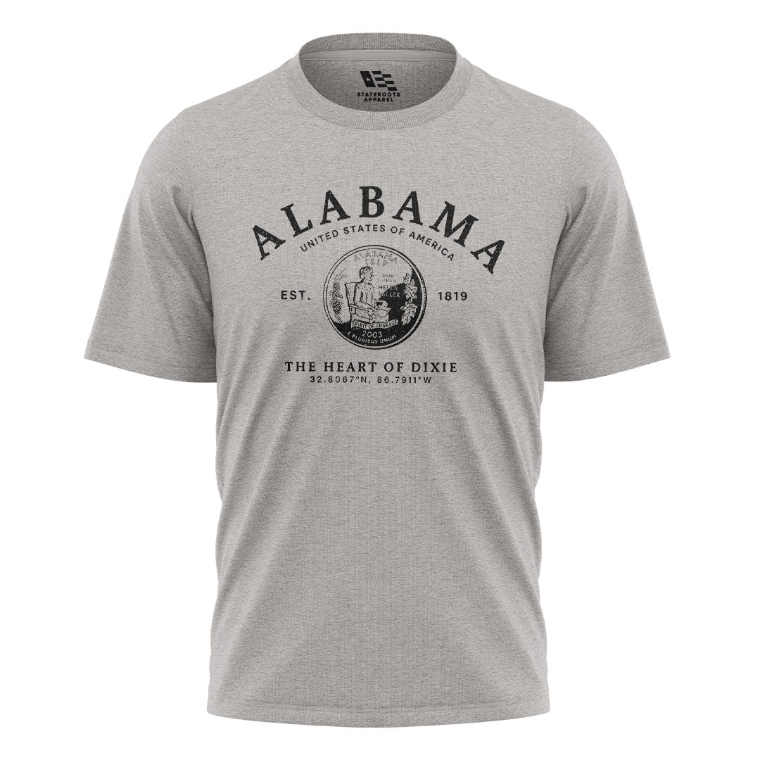 Alabama Heart Of Dixie State Seal Coordinates - Sport Grey flatlay
