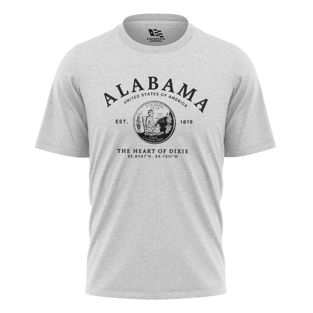 Alabama Heart Of Dixie State Seal Coordinates - White flatlay
