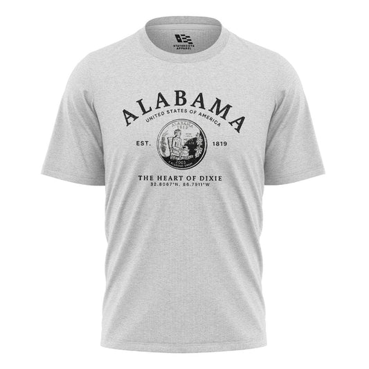 Alabama Heart Of Dixie State Seal Coordinates - White flatlay