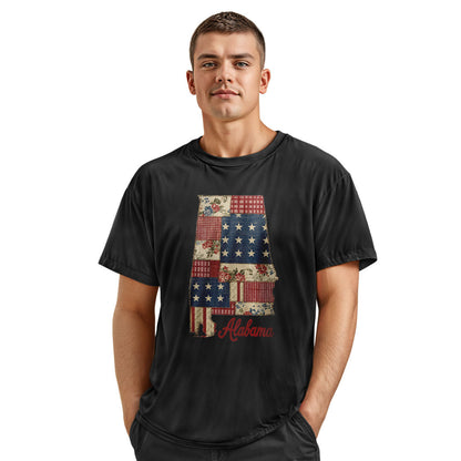 Alabama Patriotic Patchwork State Outline - Black lifestyle 4