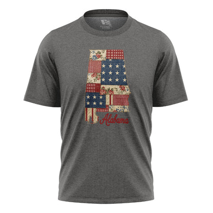 Alabama Patriotic Patchwork State Outline - Charcoal flatlay