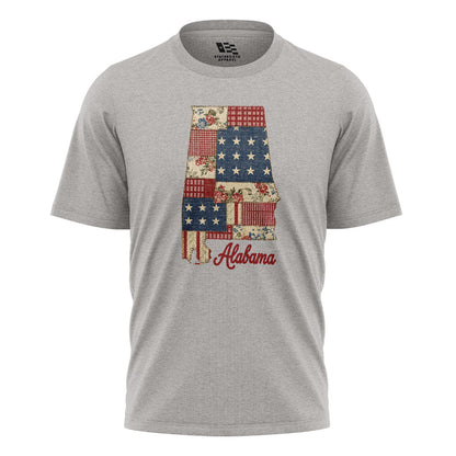 Alabama Patriotic Patchwork State Outline - Sport Grey flatlay