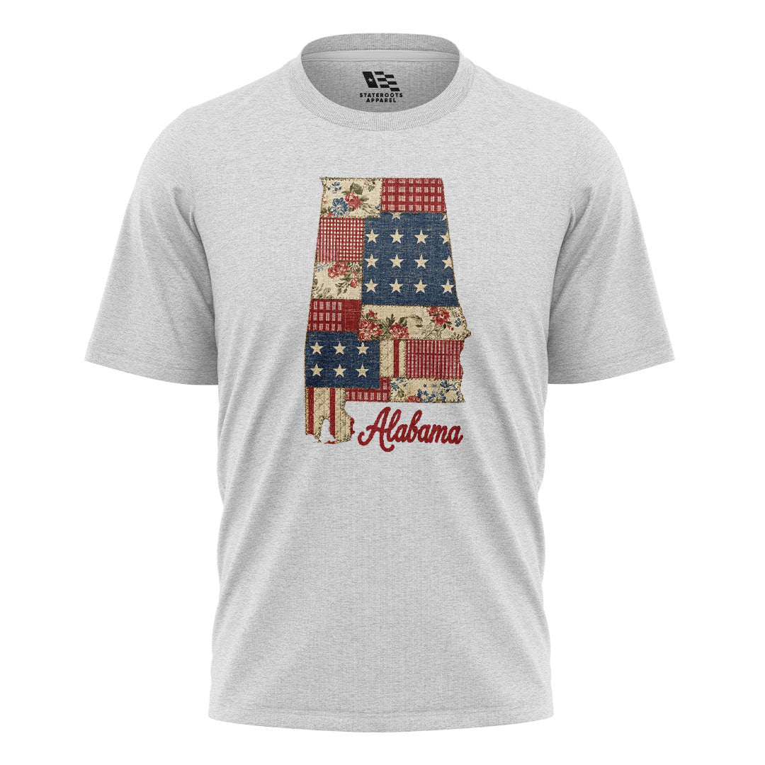 Alabama Patriotic Patchwork State Outline - White flatlay