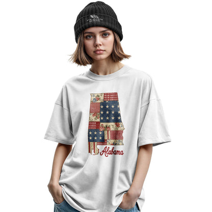 Alabama Patriotic Patchwork State Outline - White lifestyle 2