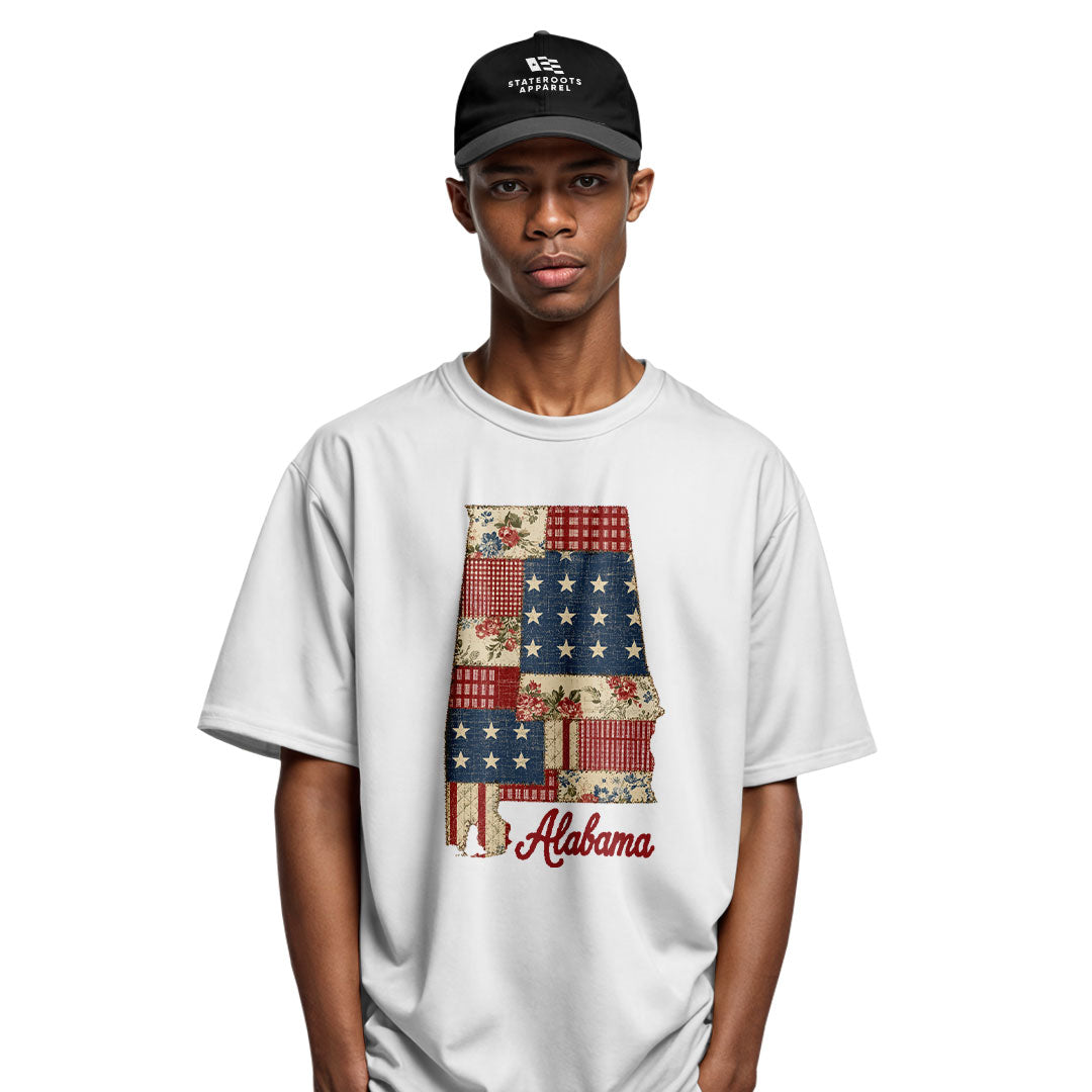 Alabama Patriotic Patchwork State Outline - White lifestyle 4
