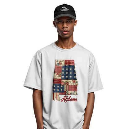 Alabama Patriotic Patchwork State Outline - White lifestyle 4