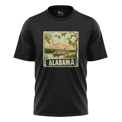 Alabama Postage Stamp Steamboat Magnolia - Black flatlay