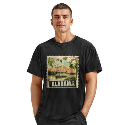 Alabama Postage Stamp Steamboat Magnolia - Black lifestyle 4