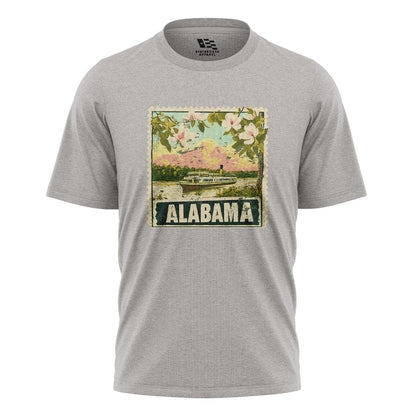 Alabama Postage Stamp Steamboat Magnolia - Sport Grey flatlay