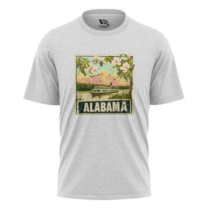 Alabama Postage Stamp Steamboat Magnolia - White flatlay