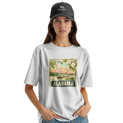 Alabama Postage Stamp Steamboat Magnolia - White lifestyle 3