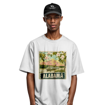 Alabama Postage Stamp Steamboat Magnolia - White lifestyle 4