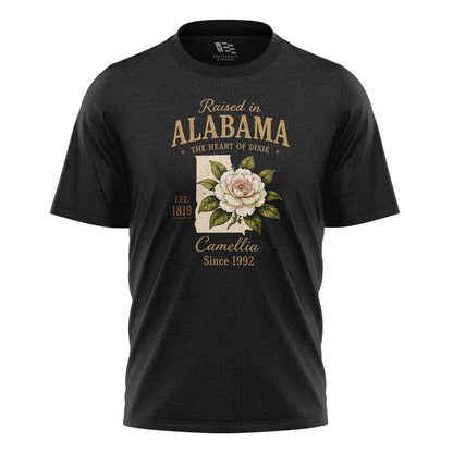 Alabama Raised In Camellia State Outline - Black flatlay