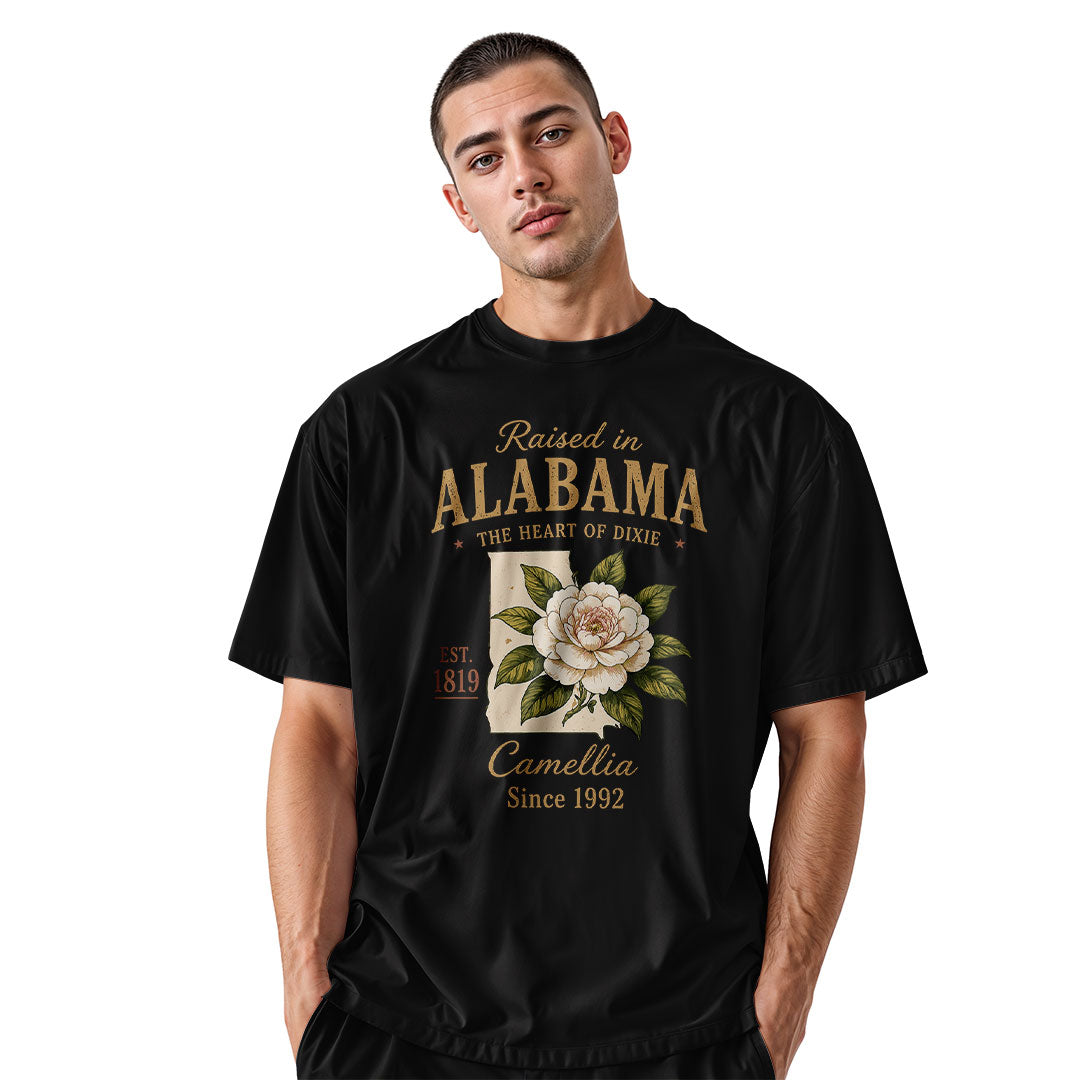 Alabama Raised In Camellia State Outline - Black lifestyle 2
