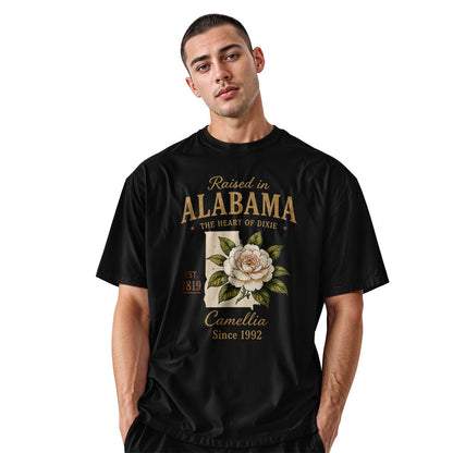 Alabama Raised In Camellia State Outline - Black lifestyle 2