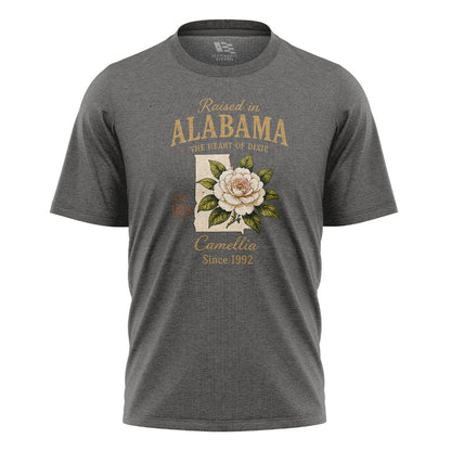 Alabama Raised In Camellia State Outline - Charcoal flatlay