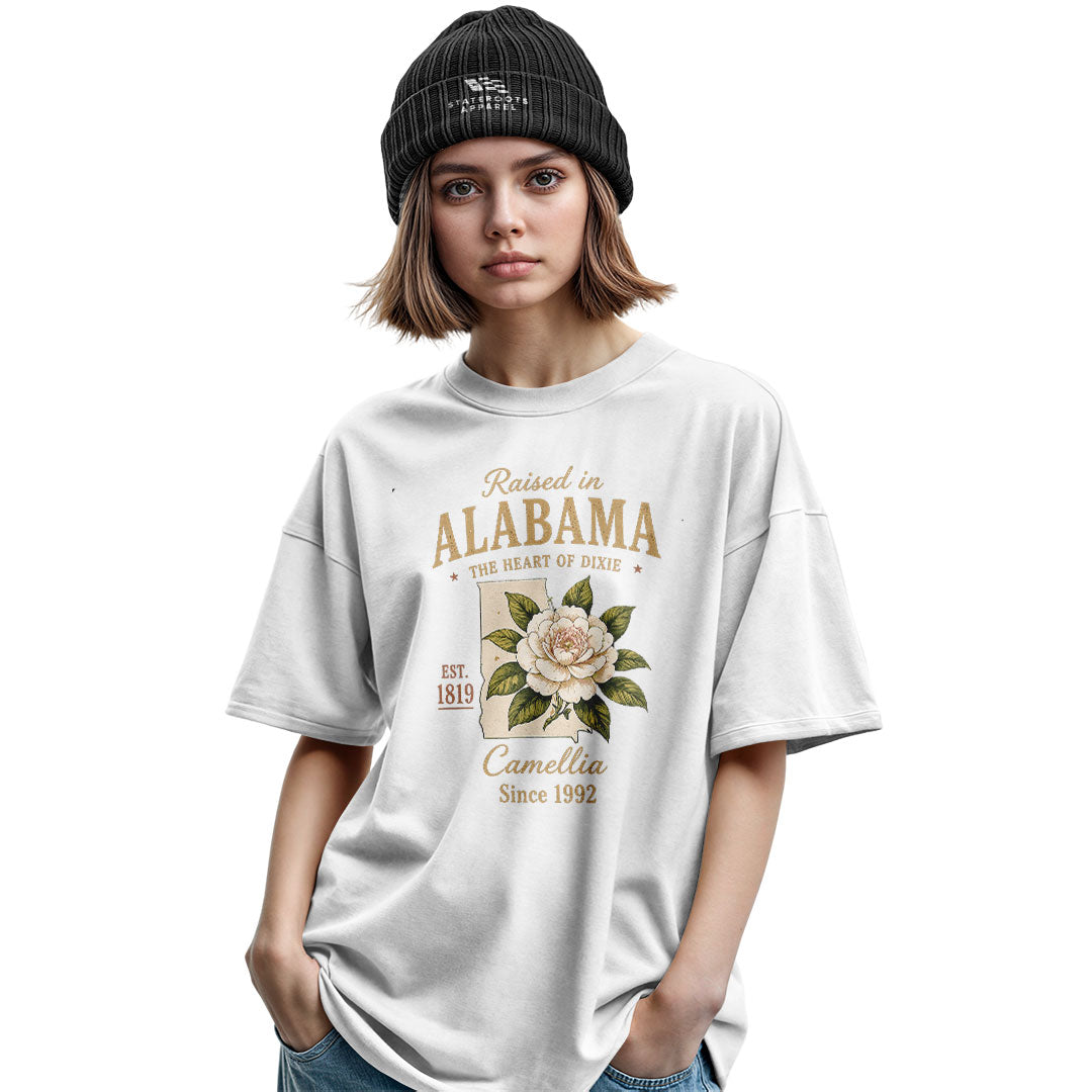 Alabama Raised In Camellia State Outline - White lifestyle 2