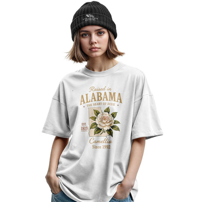 Alabama Raised In Camellia State Outline - White lifestyle 2