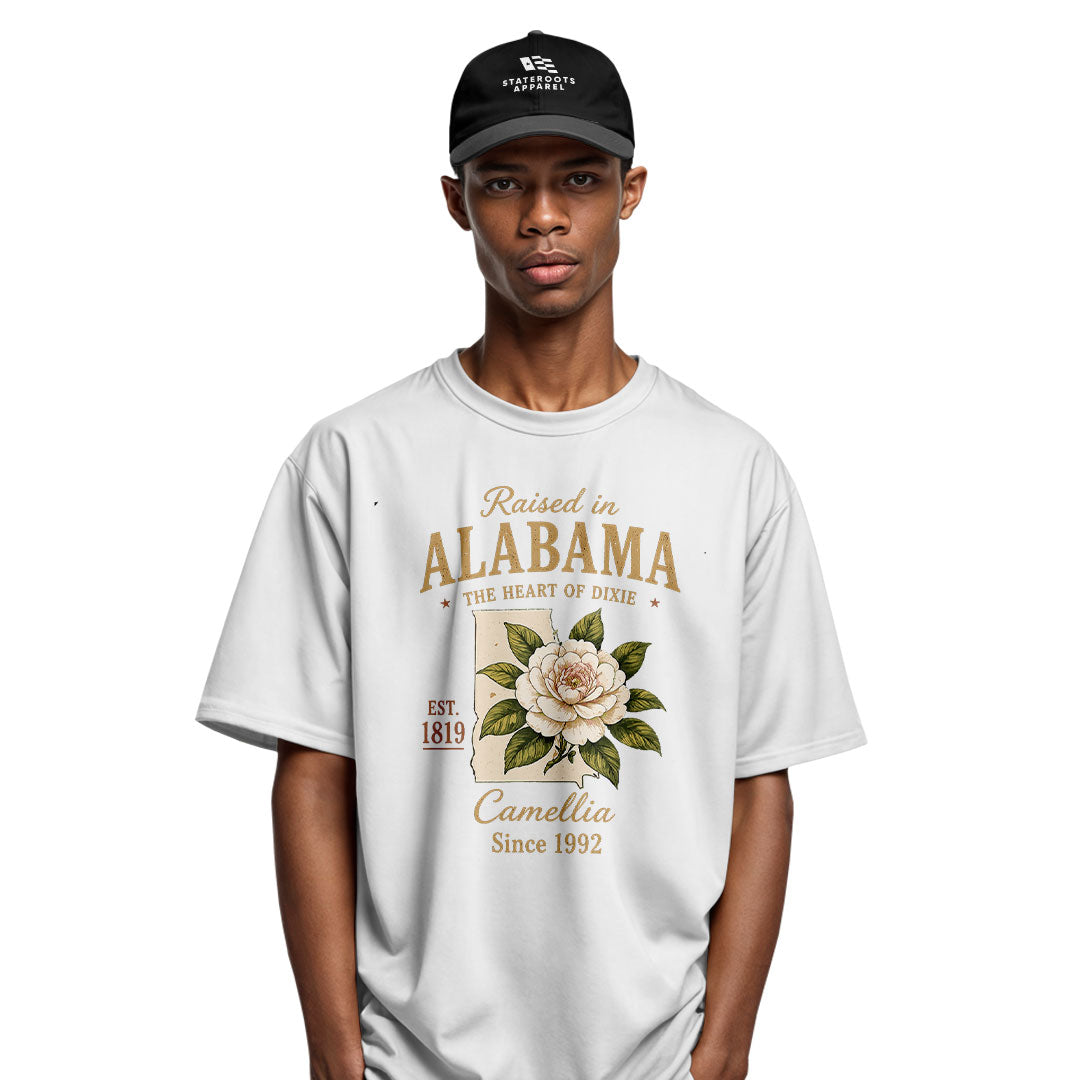 Alabama Raised In Camellia State Outline - White lifestyle 4
