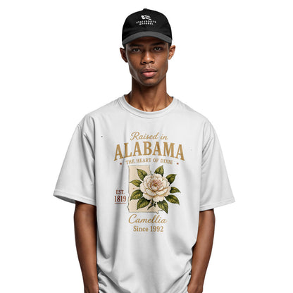 Alabama Raised In Camellia State Outline - White lifestyle 4