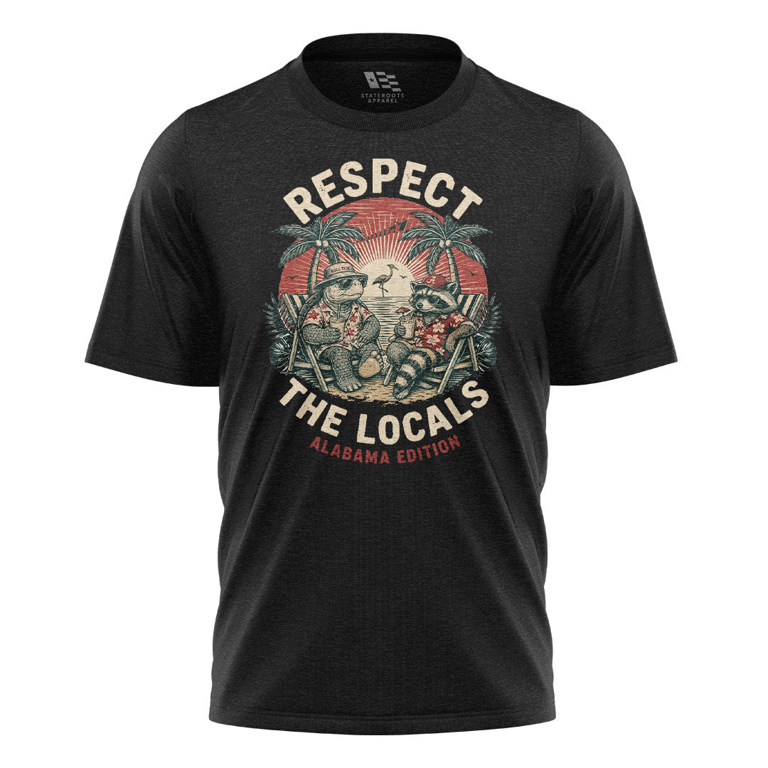 Alabama Respect The Locals Beach Raccoon Turtle - Black flatlay