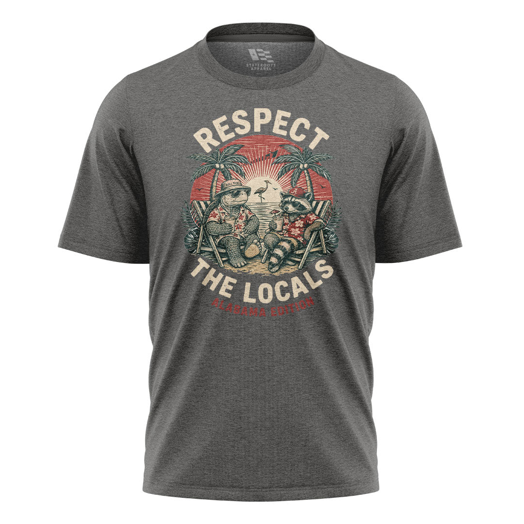 Alabama Respect The Locals Beach Raccoon Turtle - Charcoal flatlay
