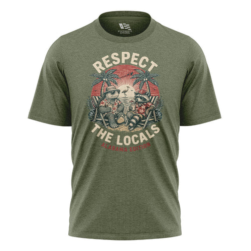 Alabama Respect The Locals Beach Raccoon Turtle - Military Green flatlay