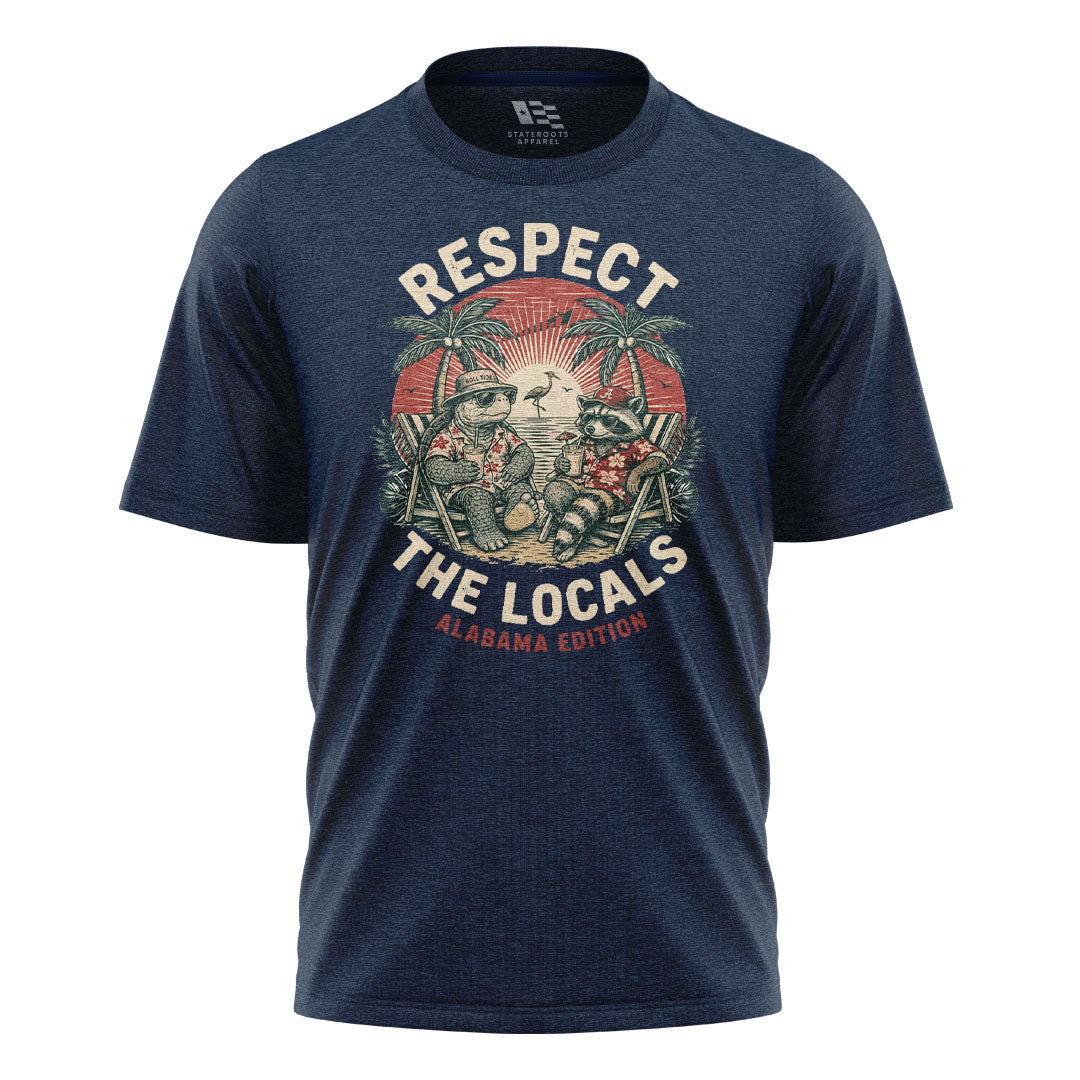 Alabama Respect The Locals Beach Raccoon Turtle - Navy flatlay