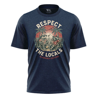 Alabama Respect The Locals Beach Raccoon Turtle - Navy flatlay