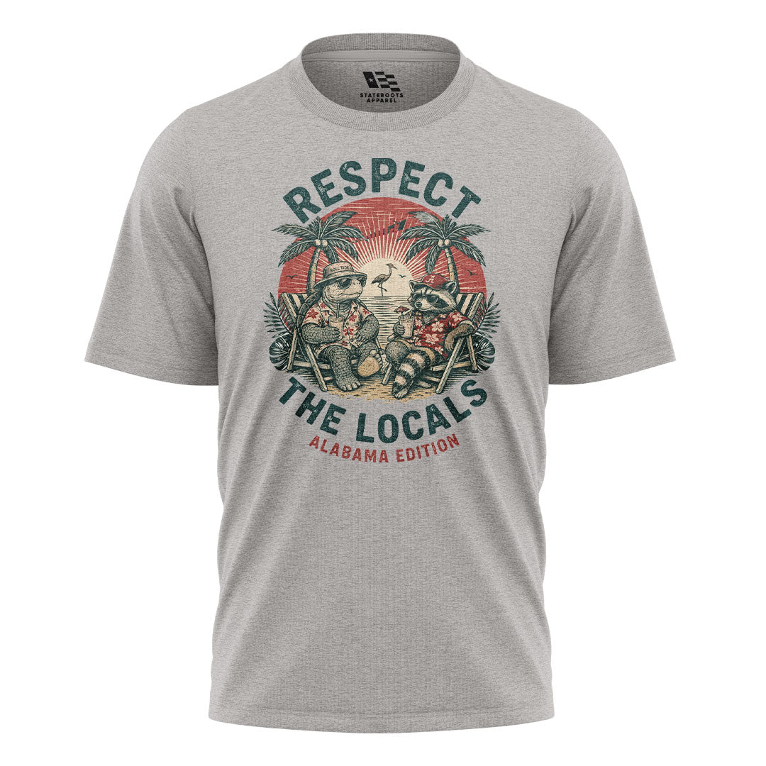 Alabama Respect The Locals Beach Raccoon Turtle - Sport Grey flatlay