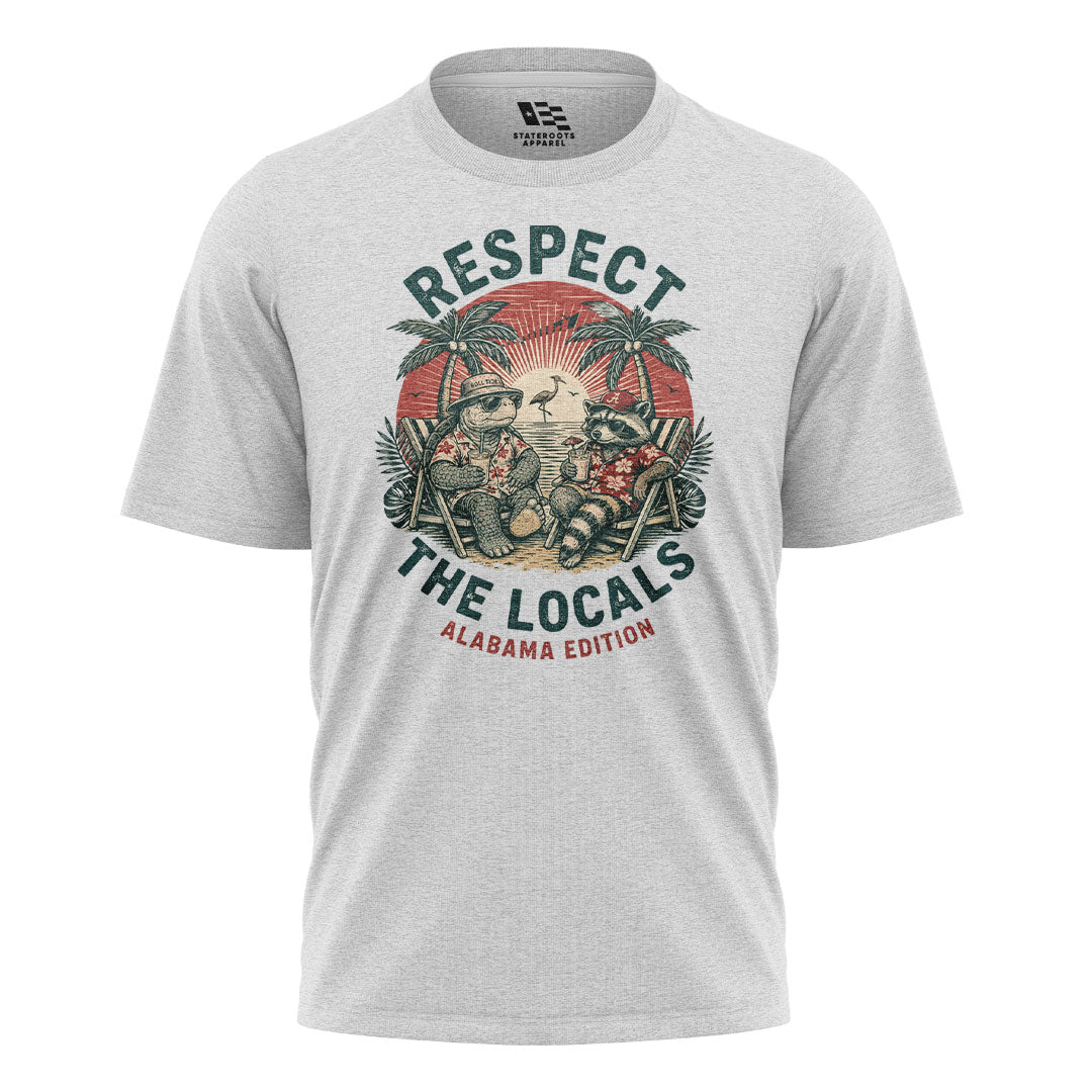 Alabama Respect The Locals Beach Raccoon Turtle - White flatlay