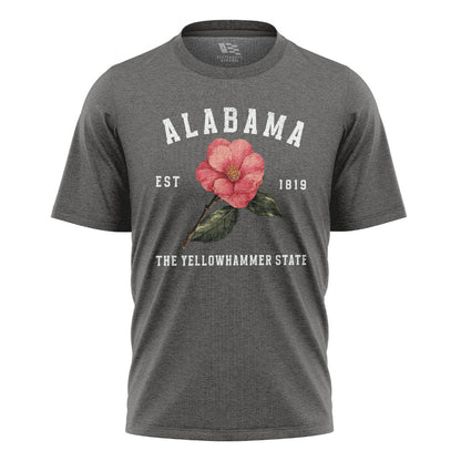 Alabama Yellowhammer Camellia Est 1819 - Charcoal flatlay