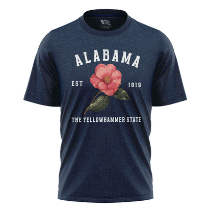 Alabama Yellowhammer Camellia Est 1819 - Navy flatlay