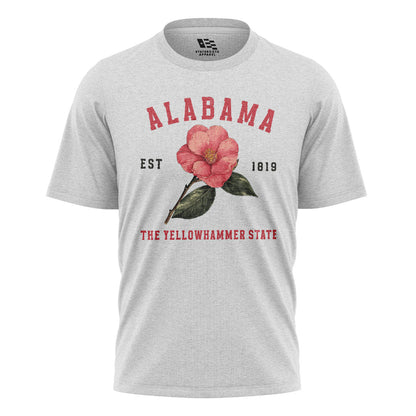 Alabama Yellowhammer Camellia Est 1819 - White flatlay