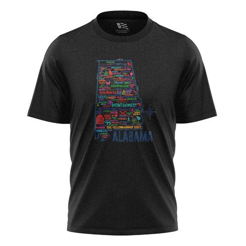 Alabama Yellowhammer Cities State Map - Black flatlay