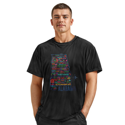 Alabama Yellowhammer Cities State Map - Black lifestyle 4