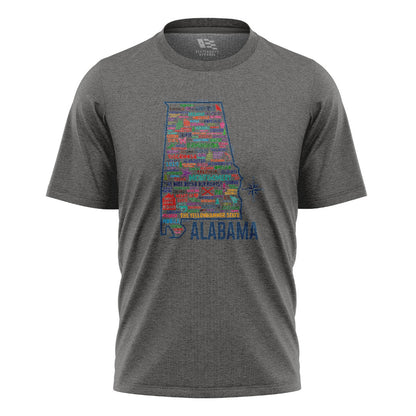 Alabama Yellowhammer Cities State Map - Charcoal flatlay